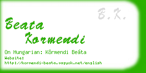 beata kormendi business card