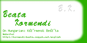 beata kormendi business card